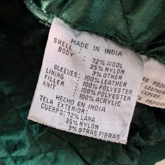 New York Jets Vintage Wool Blend Jacket with Real Leather Sleeves - Picture 7 of 9